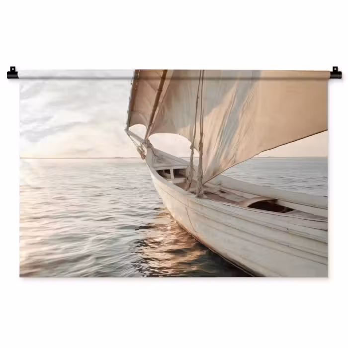 Wandkleed - Zeilboot - Zee - Beige - Zon