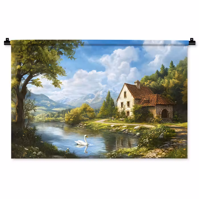 Wandkleed - Zwaan - Bomen - Rust