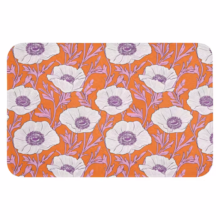 WC Mat - Bloemen - Grafisch - Oranje