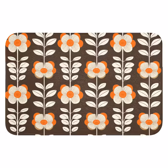 WC Mat - Bloemen - Retro - Bruin