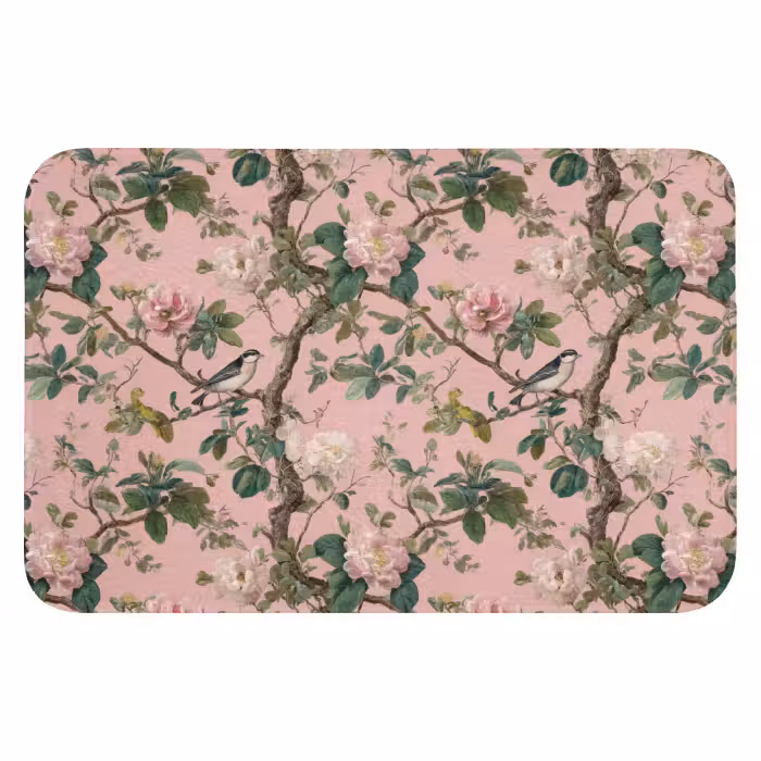 WC Mat - Pioenrozen - Botanisch - Vogel