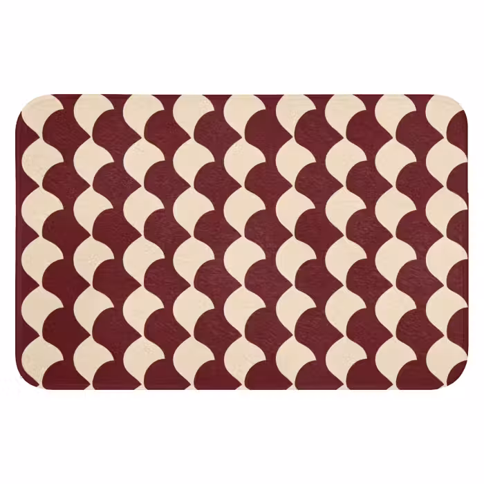 WC Mat - Rood - Tegelpatroon - Crème
