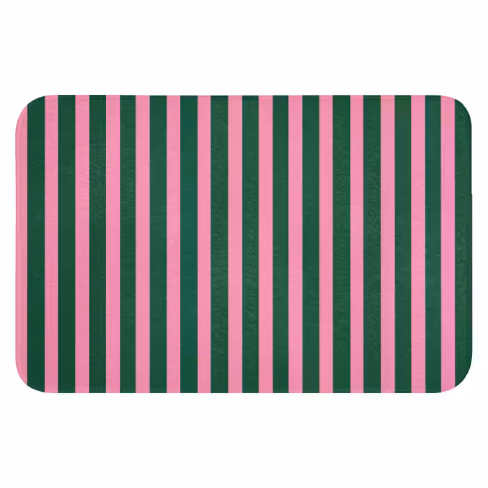 WC Mat - Verticale strepen - Groen - Roze