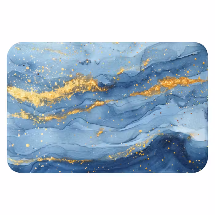WC Mat - Watercolor - Blauw - Kunst - Goud - Luxe - Modern